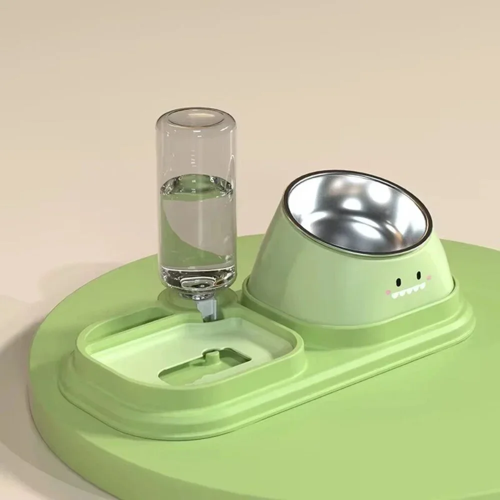 2-in-1 Pet Feeder and Automated Water Dispenser with Stainless steel Bowl
